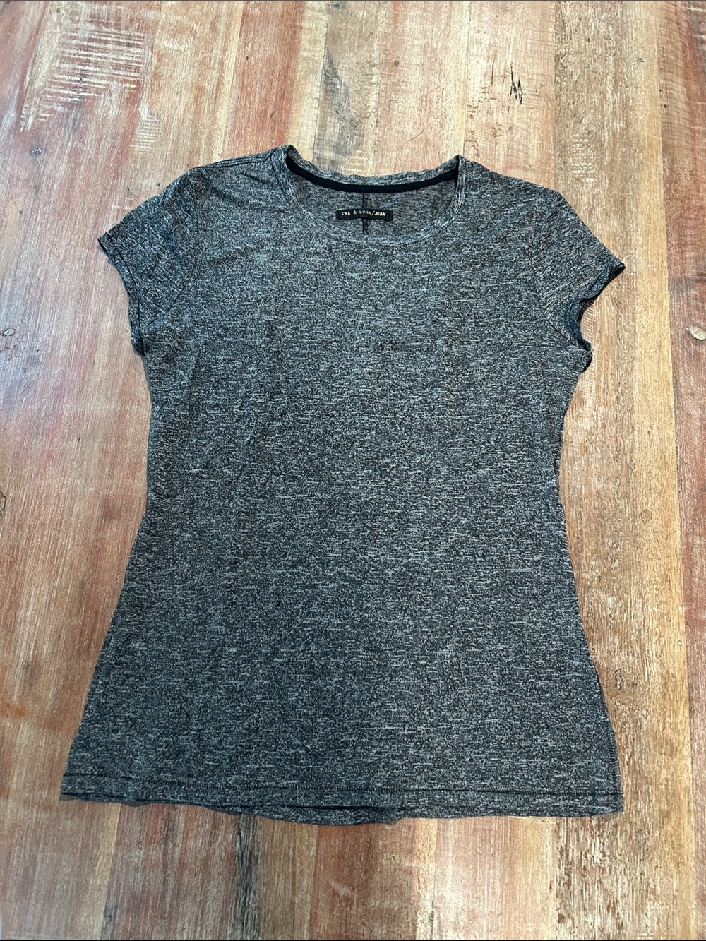 Rag & Bone/JEAN VTG Rayon Blend Marled Charcoal Crewneck Tee